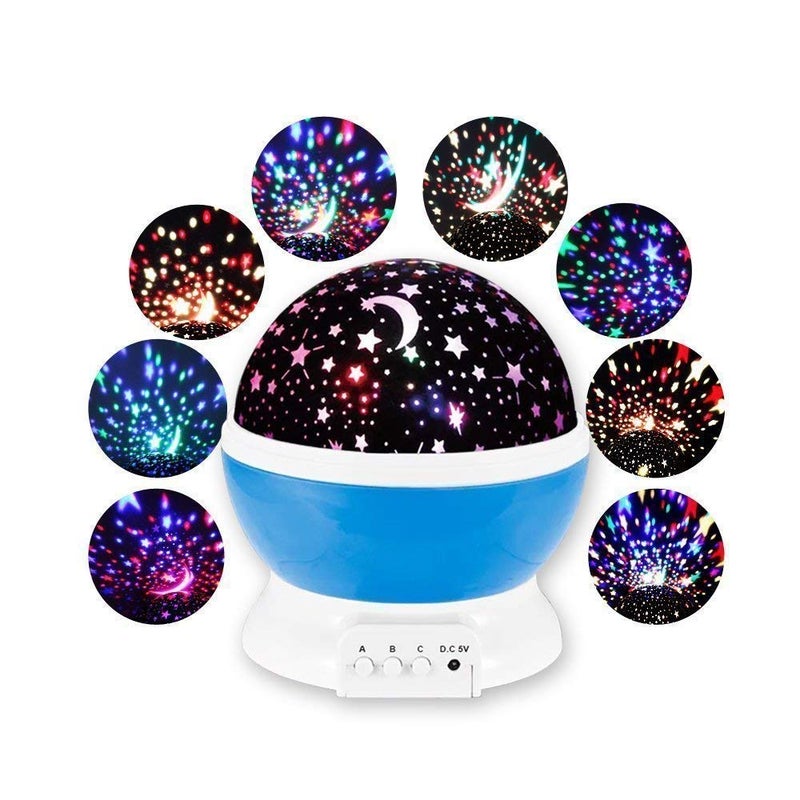 AZOD مشروع نجوم بلاستيكي AZOD ضوء LED رومانسي دوران 360 درجة 4 لمبات LED 9 ألوان ضوء متغيرة مع كابل USB مصباح ليلي متعدد الألوان - Image 4