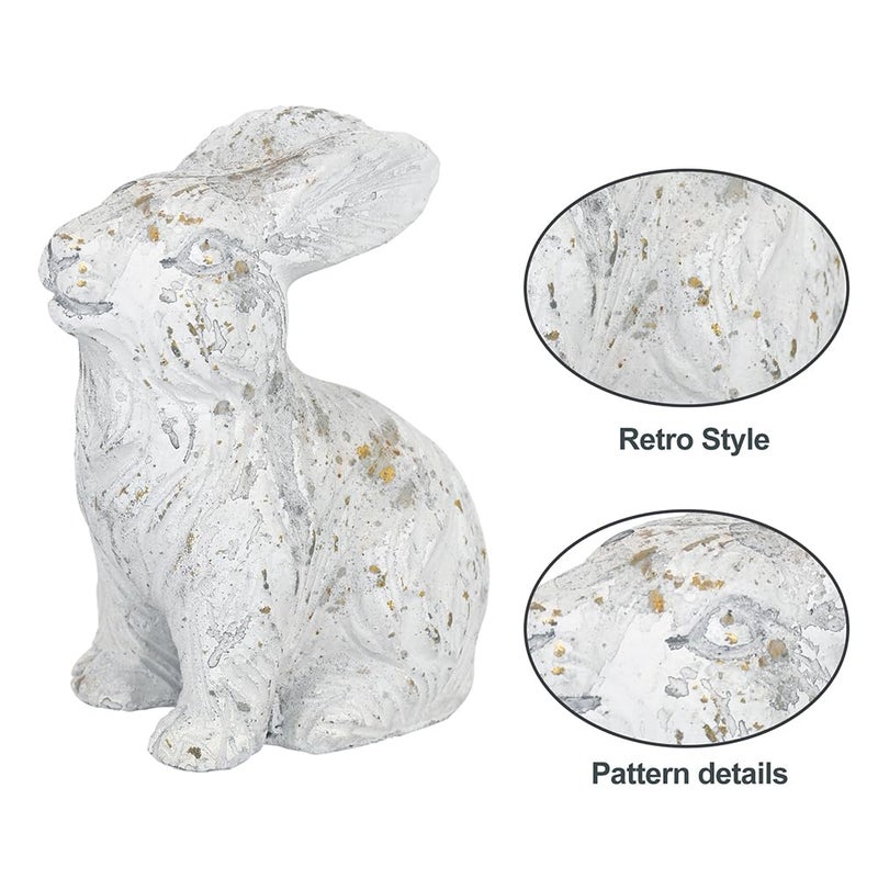 All Chic Bunny Decor Garden Statue White Rabbit Cement Rabbit Statue for Home Garden Indoor Outdoor Statues for Yard,Front Yard Decor,Easter Rabbit Figurinesï¼ˆWhiteï¼‰ - Image 3