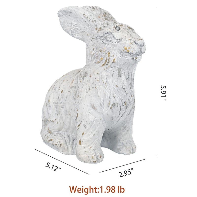 All Chic Bunny Decor Garden Statue White Rabbit Cement Rabbit Statue for Home Garden Indoor Outdoor Statues for Yard,Front Yard Decor,Easter Rabbit Figurinesï¼ˆWhiteï¼‰ - Image 2