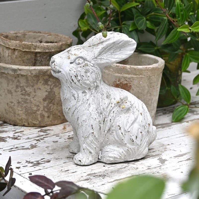 All Chic Bunny Decor Garden Statue White Rabbit Cement Rabbit Statue for Home Garden Indoor Outdoor Statues for Yard,Front Yard Decor,Easter Rabbit Figurinesï¼ˆWhiteï¼‰ - Image 1