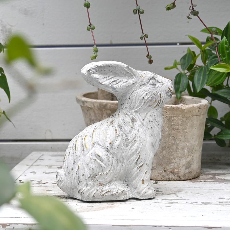 All Chic Bunny Decor Garden Statue White Rabbit Cement Rabbit Statue for Home Garden Indoor Outdoor Statues for Yard,Front Yard Decor,Easter Rabbit Figurinesï¼ˆWhiteï¼‰ - Image 4