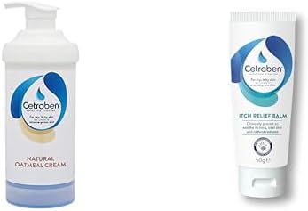Cetraben Natural Oatmeal Cream 1 x 475ml Itch Relief 1 x 50g For Dry Sensitive and Eczema Prone Skin Clinically Tested Soothes Itching Cools Skin Prevents FlareUps 2 Pack