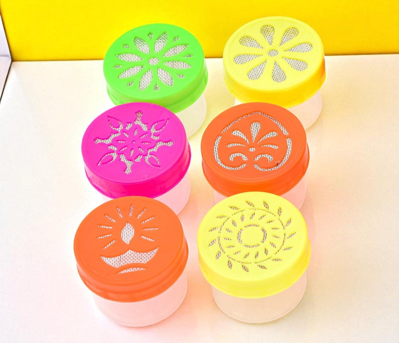 SESONBY (Set of 6) Rangoli Colour Filling Stamp Dibbi Stencil Rangoli Stancils Tools Diwali Rangoli Rangoli Dabbi with Pre Drawn Design Design May Vary - Image 2