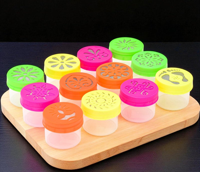 SESONBY (Set of 6) Rangoli Colour Filling Stamp Dibbi Stencil Rangoli Stancils Tools Diwali Rangoli Rangoli Dabbi with Pre Drawn Design Design May Vary - Image 3