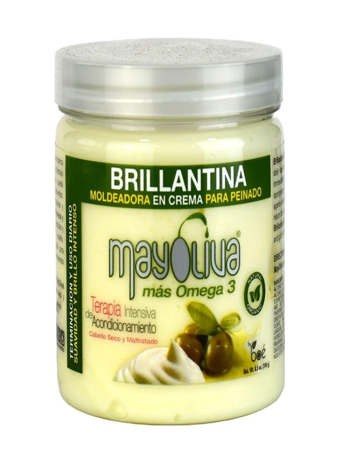 Mayoliva Brillantina Styling Cream, Deep Moisturizing & Shine for Curly Hair, Omega-3 Hair Treatment with Mayonnaise & Olive Oil, Anti-Frizz & Nourishing Hair Cream for Smooth, Defined Styles 8.5 oz - Image 1