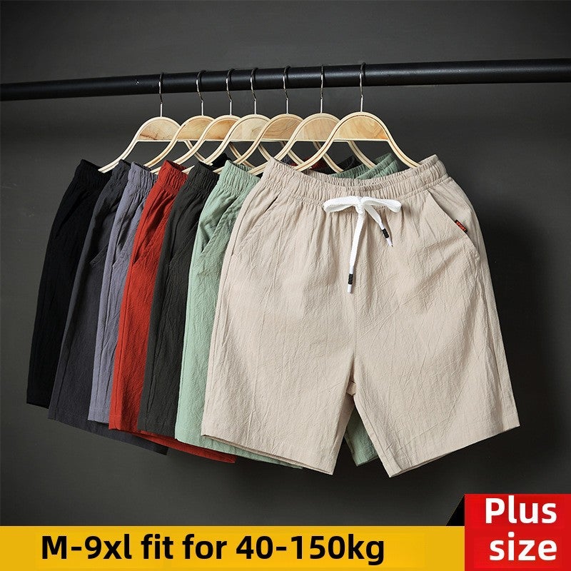 Mens Summer Cotton Linen Short Pants Loose Casual Beachwear Breathable Sweat Absorbent Straight Leg Business Casual Trousers Khaki  - Image 5