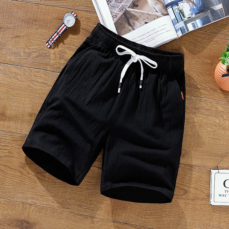 Mens Summer Cotton Linen Short Pants Loose Casual Beachwear Breathable Sweat Absorbent Straight Leg Business Casual Trousers Khaki  - Image 2