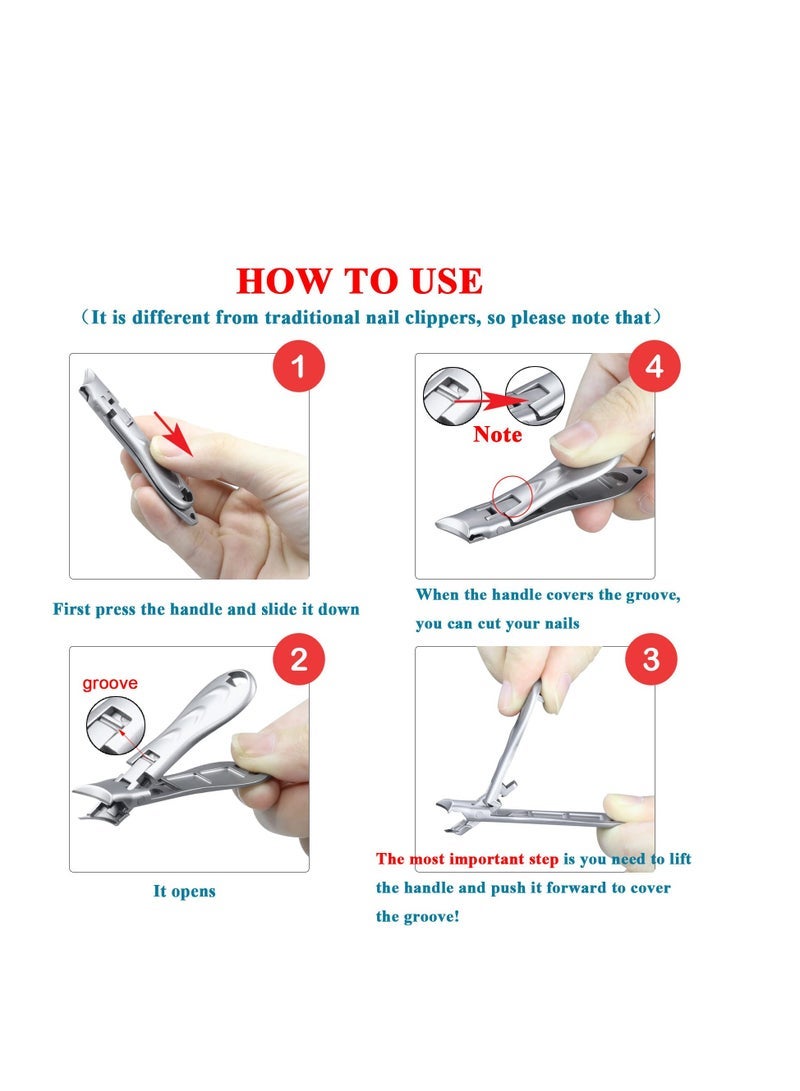 Captaintech Thin Keychain Nail Clippers, Fingernail Clipper with Catcher Splash Proof, Sharp Foldable Stainless Steel Small Nail Cutter, Trim Fingernail Toenail Built-in Nail File for Men Women - Image 2