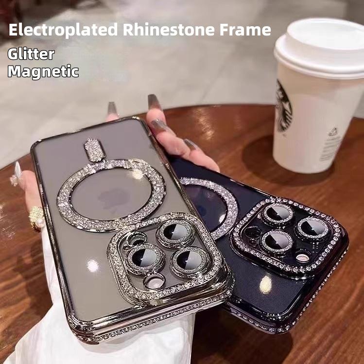 Rhinestone Magsafe Magnetic Apple 17Promax Mobile Phone Case 14 Suitable for Iphone12Pro Transparent Protective Cover - Image 2