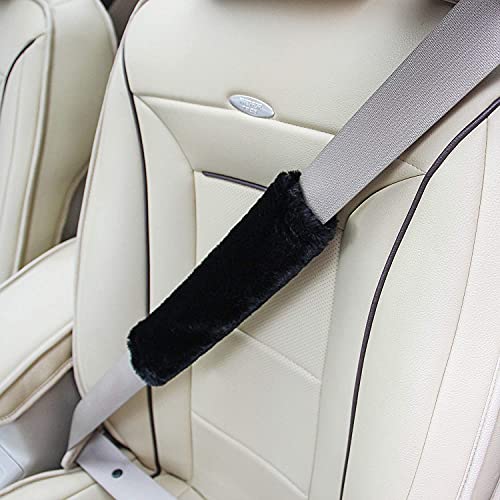 PAWSOME Soft Faux Sheepskin Seat Belt Shoulder Pad for a More Comfortable Driving, Compatible with Adults Youth Kids - Car, Truck, SUV, Airplane,Carmera Backpack Straps 2 Packs Black - Image 5