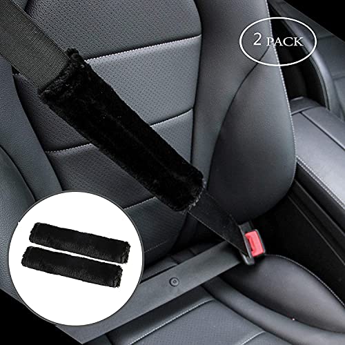 PAWSOME Soft Faux Sheepskin Seat Belt Shoulder Pad for a More Comfortable Driving, Compatible with Adults Youth Kids - Car, Truck, SUV, Airplane,Carmera Backpack Straps 2 Packs Black - Image 3