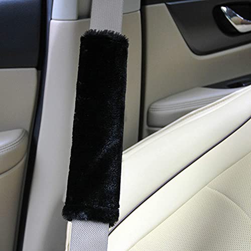 PAWSOME Soft Faux Sheepskin Seat Belt Shoulder Pad for a More Comfortable Driving, Compatible with Adults Youth Kids - Car, Truck, SUV, Airplane,Carmera Backpack Straps 2 Packs Black - Image 4