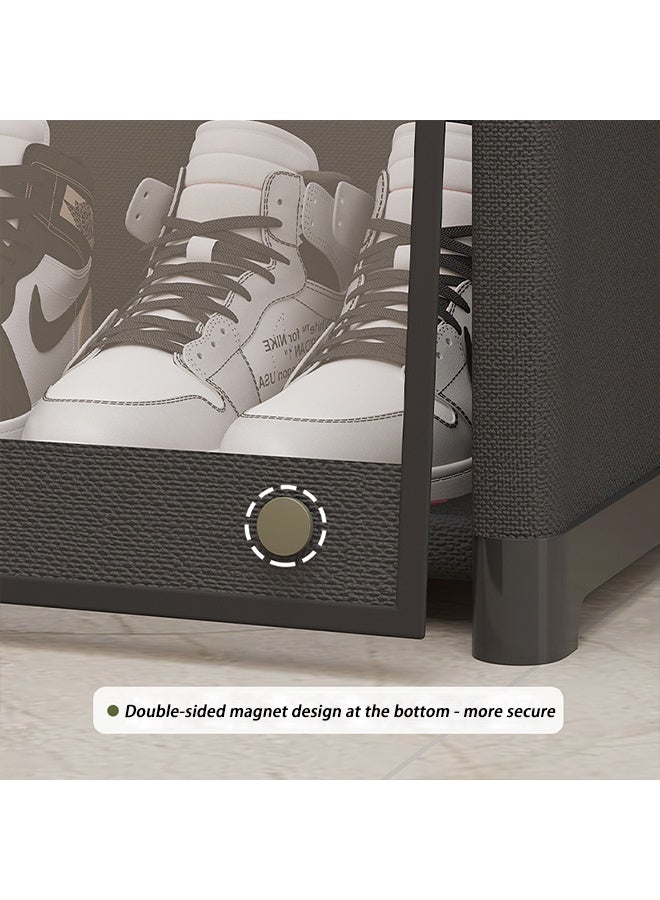 موندا رف أحذية شفاف ومتين ومقاوم للغبار مكون من 6 طبقات، رف تخزين أحذية بسيط مناسب للمرآب والمطبخ والبدروم وغرفة تخزين الطعام والمدخل وخزانة الملابس وغرفة النوم (أسود) - Image 4