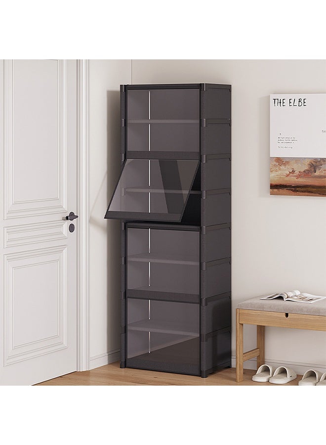 موندا رف أحذية شفاف ومتين ومقاوم للغبار مكون من 6 طبقات، رف تخزين أحذية بسيط مناسب للمرآب والمطبخ والبدروم وغرفة تخزين الطعام والمدخل وخزانة الملابس وغرفة النوم (أسود) - Image 2