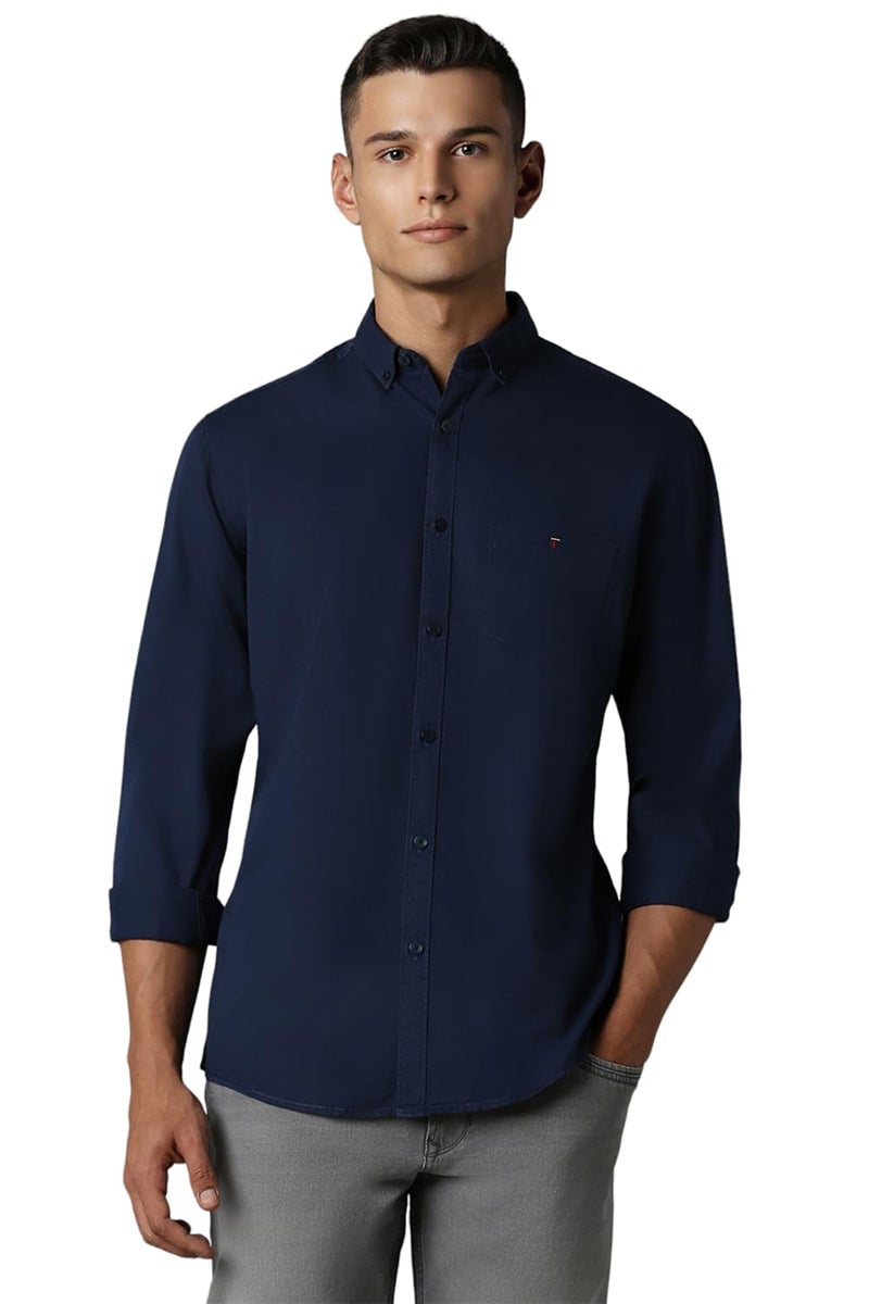 Louis Philippe Men's Cotton Slim Fit Shirt (Lrsfnslpa61514_Navy,42 - Image 1