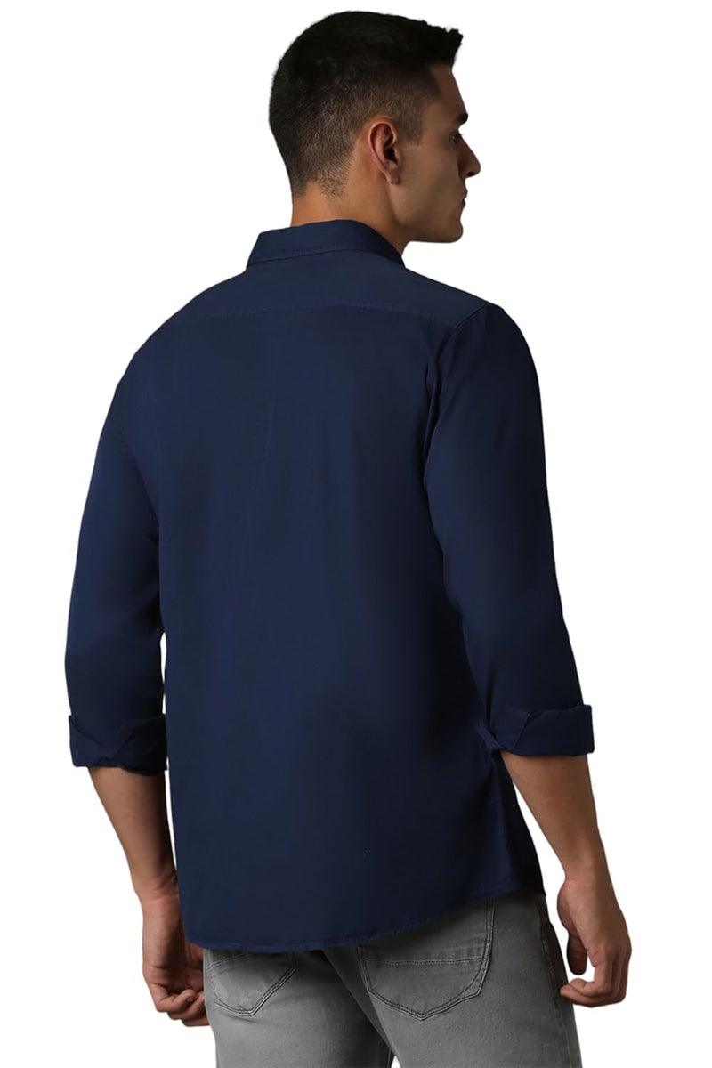 Louis Philippe Men's Cotton Slim Fit Shirt (Lrsfnslpa61514_Navy,42 - Image 3