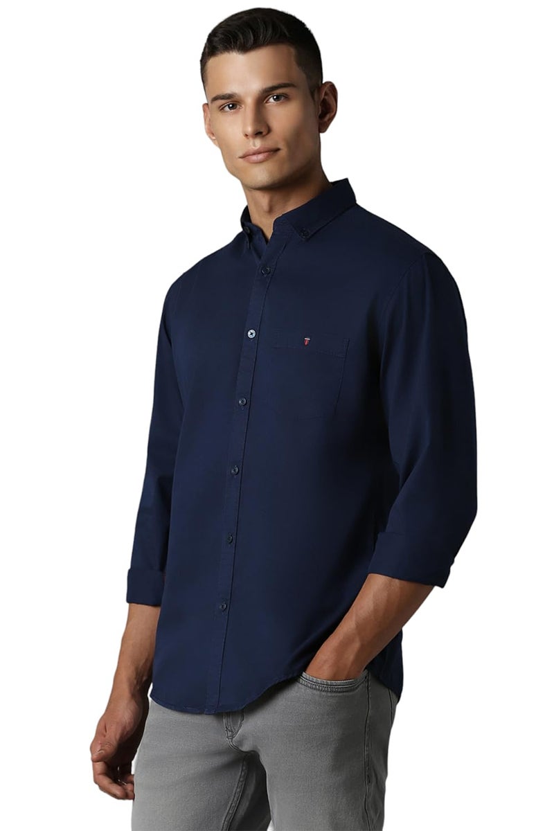 Louis Philippe Men's Cotton Slim Fit Shirt (Lrsfnslpa61514_Navy,42 - Image 2
