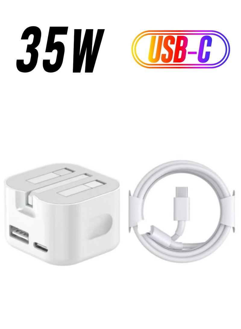 بيوينتي 35W أ + ج شاحن مزدوج ميناء شحن سريع الرأس ، تنطبق على اي فون 14 / 14 / 14 برو ماكس / 13 / 12 وغيرها من الطائرات بدون طيار آي باد التبديل سماعة الروبوت - Image 1