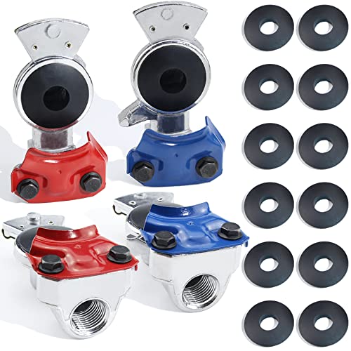 GREPSPUD 2 Pair Glad Hands Kit with 12pcs Rubber Seals, Aluminum Glad Hand Universal Red Blue Emergency Service Gladhand Set for Semi Trucks Trailers Tractors Air Line - Image 1