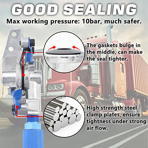 GREPSPUD 2 Pair Glad Hands Kit with 12pcs Rubber Seals, Aluminum Glad Hand Universal Red Blue Emergency Service Gladhand Set for Semi Trucks Trailers Tractors Air Line - Image 3