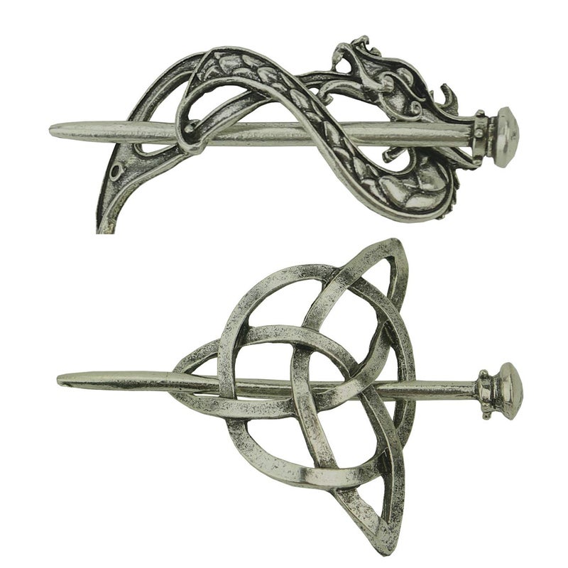 Tinsow Silver 2 Pcs Hair Clip Set, Creative Celtic Hair Slide Hairpins Hair Accessories Hair Claws for Women (Style B S) - Image 5