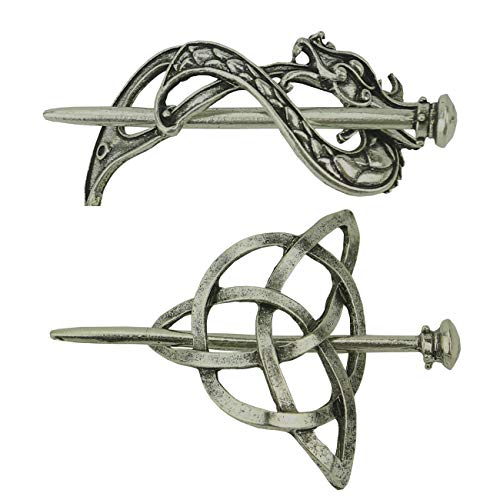 Tinsow Silver 2 Pcs Hair Clip Set, Creative Celtic Hair Slide Hairpins Hair Accessories Hair Claws for Women (Style B S) - Image 1