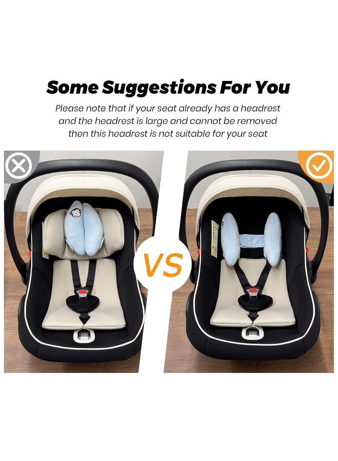 StoHua Adjustable Baby Head Neck Support Pillow,Baby Travel Pillow Cushion for Car Seat,Stroller Headrest Pillow for Infants,Head and Neck Support Pillow for Pushchair,Blue - Image 5