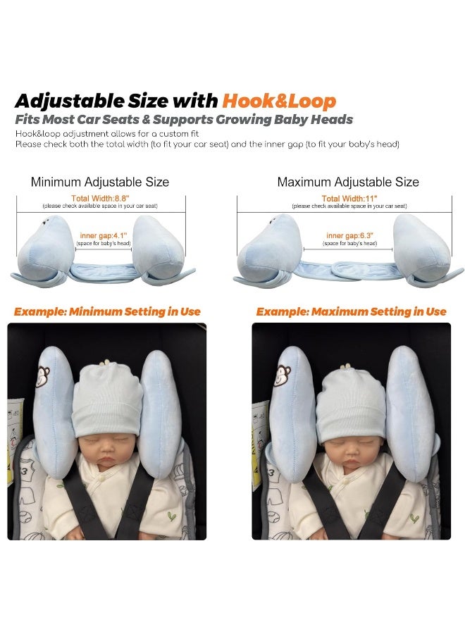 StoHua Adjustable Baby Head Neck Support Pillow,Baby Travel Pillow Cushion for Car Seat,Stroller Headrest Pillow for Infants,Head and Neck Support Pillow for Pushchair,Blue - Image 2