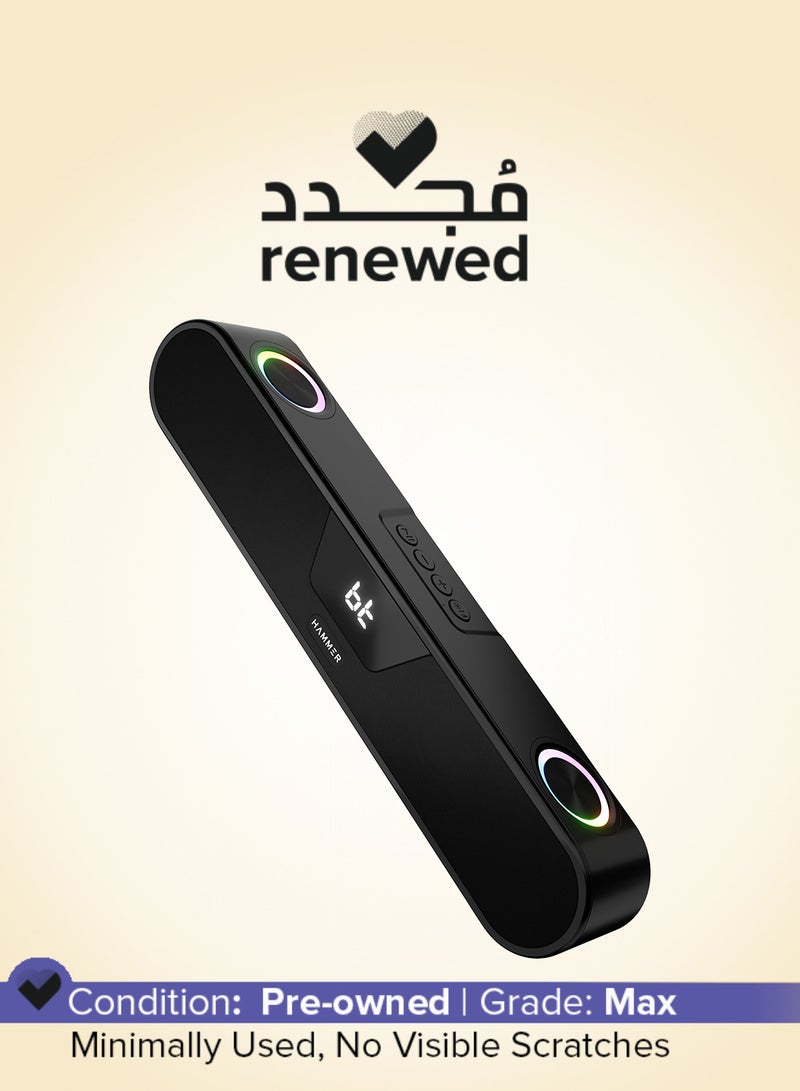 Hammer Renewed - Beatbox Bluetooth Soundbar 24W Output, RGB Lights, AUX, USB, TF Card & TWS Connectivity, Upto 8Hr Playtime, 52mm Drivers, Easy to Carry, BT Speaker for TV, Mobile, PC, Laptops, Tablets (Black) - Image 1