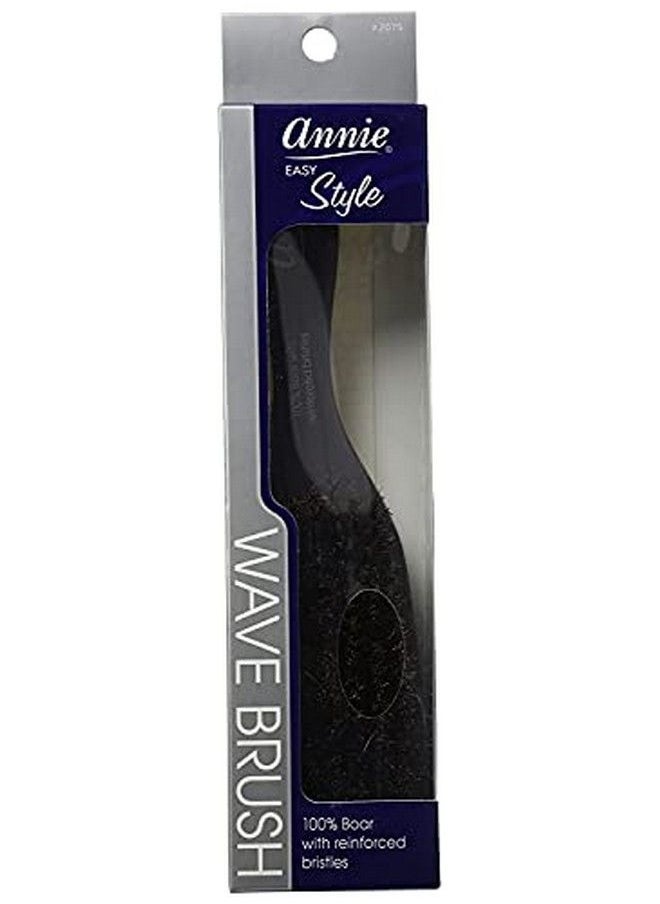 Annie - Professional Wave Brush (9") Black (100%) L Boar Medium Bristles Wood Handle For Fine To Medium Hair - Image 1