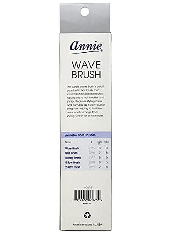 Annie - Professional Wave Brush (9") Black (100%) L Boar Medium Bristles Wood Handle For Fine To Medium Hair - Image 1
