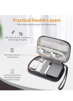 KASTWAVE Electronic Accessories Storage Bag Small Portable Travel Cable Storage Bag  AllinOne Organizer Storage for Power Cords  Chargers  Hard Drives  Headphones  USB  SD Cards  and More (Grey)  - Image 4