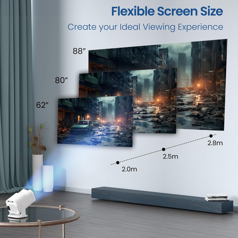 Portronics بيم 470 بروجيكتور ميني ذكي LED، 720p HD، 2000 لومن، تطبيقات بث مثبتة مسبقًا (نتفليكس، برايم فيديو، هوتستار)، تصحيح تلقائي، مكبر صوت 3 واط، زاوية قابلة للتعديل، عكس شاشة لاسلكي - Image 3