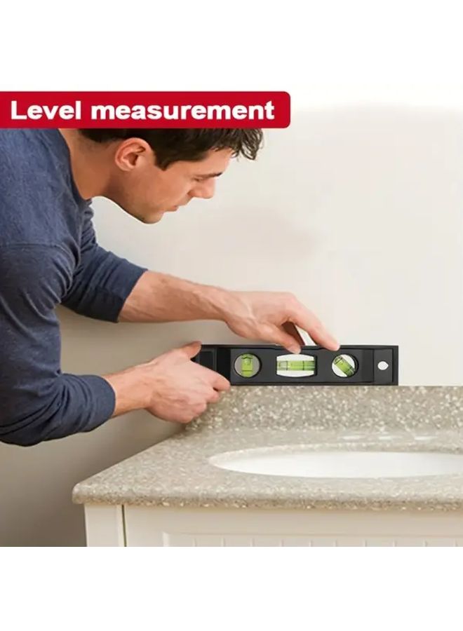 Black 6 Inch Magnetic Level Gauge with 3 Bubble Acrylic Precision Tool - Image 5