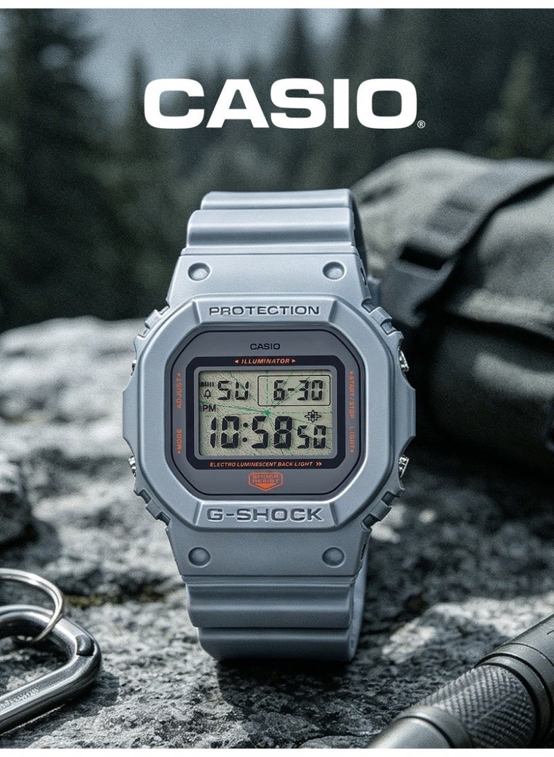 Casio G-SHOCK Unisex Digital Square Watch, LCD Dial with Green Laser Graphic, Light Gray Matte Resin Strap, Shock Resistant & 200M Water Resistant DW-5600MNT-8DR - Image 3
