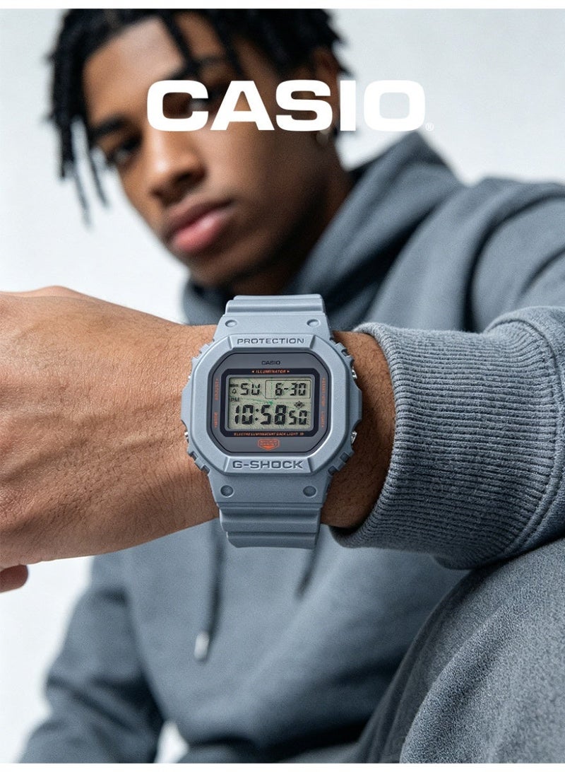 Casio G-SHOCK Unisex Digital Square Watch, LCD Dial with Green Laser Graphic, Light Gray Matte Resin Strap, Shock Resistant & 200M Water Resistant DW-5600MNT-8DR - Image 4