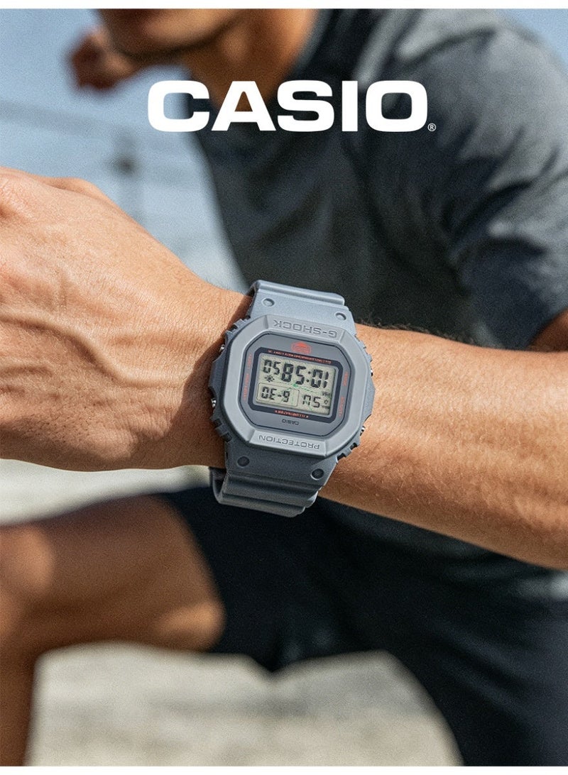 Casio G-SHOCK Unisex Digital Square Watch, LCD Dial with Green Laser Graphic, Light Gray Matte Resin Strap, Shock Resistant & 200M Water Resistant DW-5600MNT-8DR - Image 5