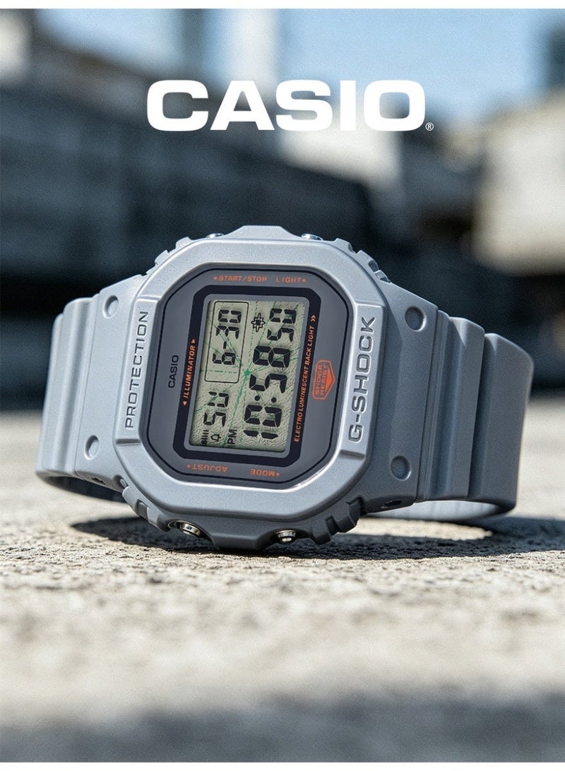 Casio G-SHOCK Unisex Digital Square Watch, LCD Dial with Green Laser Graphic, Light Gray Matte Resin Strap, Shock Resistant & 200M Water Resistant DW-5600MNT-8DR - Image 2