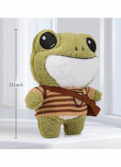 Y&D Frog Plush Animal, 11.4-inch Stuffed Animal Toy, Soft Cute Variety Cartoon Green Plushie with Cloths and Bag, Standing Gift for Kids Girls Boys  - Image 5