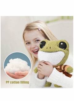 Y&D Frog Plush Animal, 11.4-inch Stuffed Animal Toy, Soft Cute Variety Cartoon Green Plushie with Cloths and Bag, Standing Gift for Kids Girls Boys  - Image 4