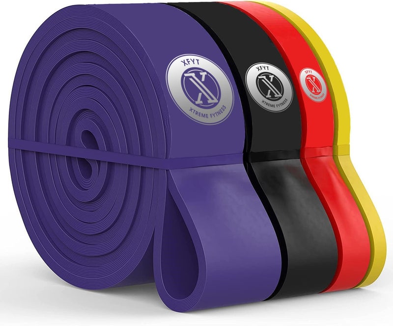 XFyt Beyond Boundaries: Set of 4 Combo Pull Up Resistance Bands for Heavy Gym Workouts and streches | Fitness Loop Tube Bands 2 to 45 kgs for Advanced Heavy Workouts for Men Women (5-90lbs Combo) - Image 1