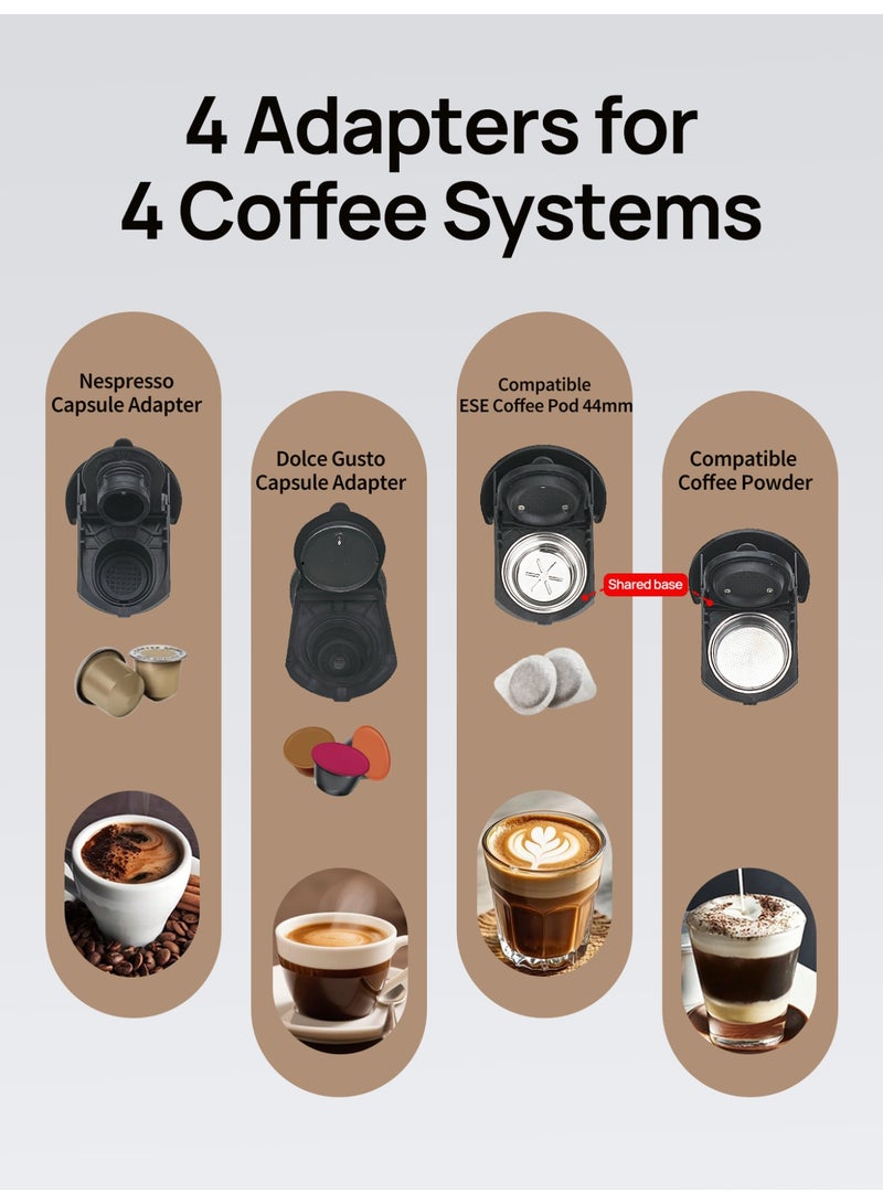 بريتيل ماكينة قهوة 4 في 1 اسبريسو 19 بار مع تقنية الاستخلاص البارد والساخن متوافقة مع نسبرسو دولتشي غوستو بودرة القهوة واكياس ايسي - Image 4
