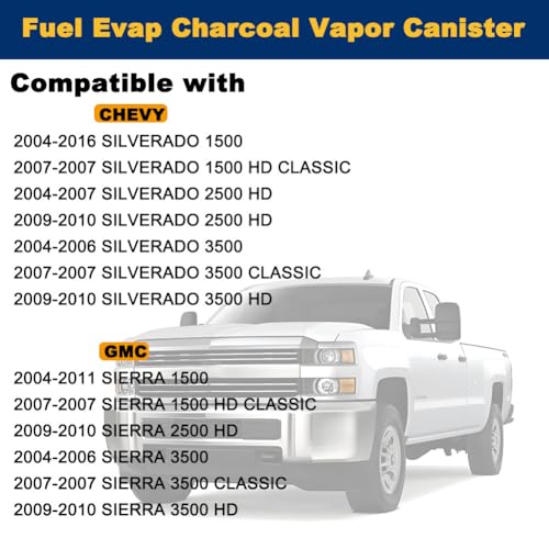 Hugall Fuel Evap Charcoal Vapor Canister CP455 Compatible with Chevy SILVERADO 1500 CLASSIC 2500 HD CLASSIC 3500 HD 05 06 07 08 09 10 2004 2005 2006 2007 2008 2009 2010 2011 2012 2013 2014 2015 2016 - Image 2