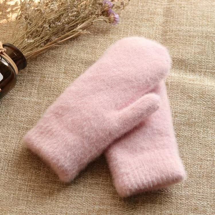 Eohak Winter Warm Mittens for Women - Knit Gloves Soft Wool Thick Fleece Lining Mittens (Pink, Medium) - Image 3