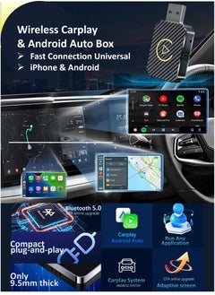 YooA 2-in-1 Smart Car Box | Wireless Carplay & Android Auto Adapter, Car Quick/Fast Connection Universal, for iPhone & Android, Plug & Play, 5GHz WiFi & Bluetooth 5.0, for iOS  & Android ,Wireless Adapter Compatible with Most Car (Yellow&Black)  - Image 2