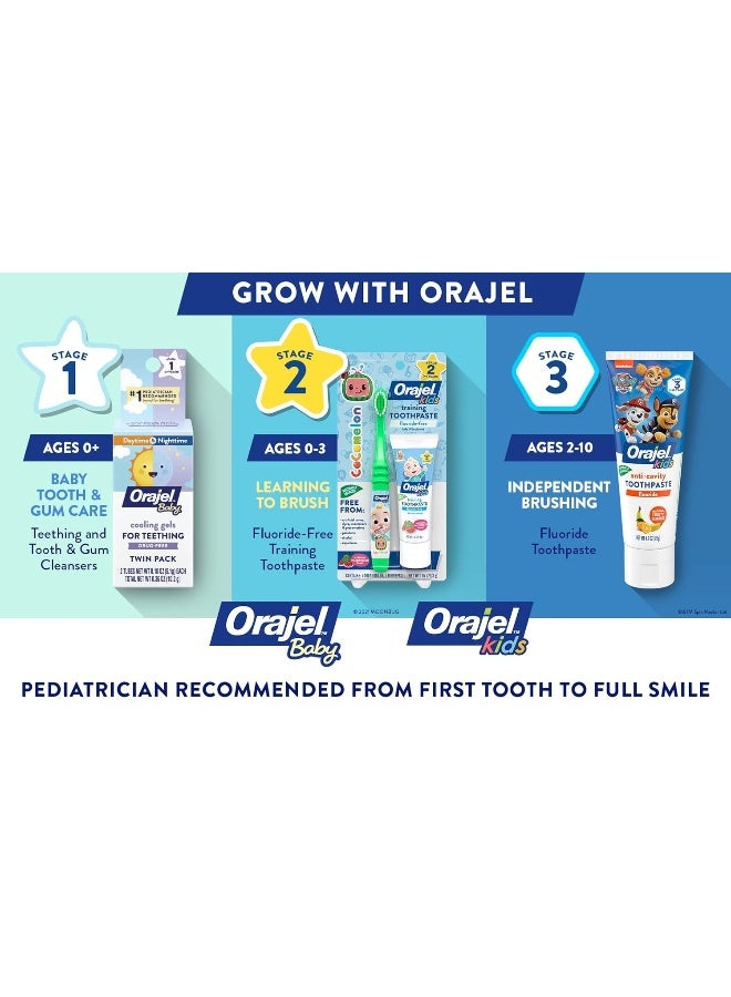 Orajel معجون أسنان أوراجيل للأطفال من كوكوميلون، خالي من الفلورايد، موصى به من قبل أطباء الأطفال، أنبوب 15 أونصة - Image 5