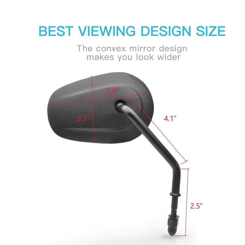 MZS مرايا الرؤية الخلفية للدراجات النارية MZS، مرايا دراجات نارية للسياحة مع تعديل 360 درجة جانبي أسود 8MM متوافقة مع موديلات 1982-2024 سبورتستر سوفتيل رود جلايد إلكترا ستريت جلايد كينغ داينا ألترا V-rod - Image 5