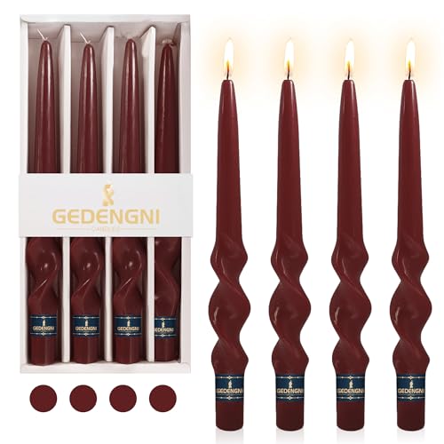 Gedengni Spiral Taper Candle Red Candlesticks, Gedengni 10inch Christmas Twisted Candles Long Candle Sticks Cute Tapered Candles for Table Decor Dinner Holiday Party,23D4-RED - Image 1