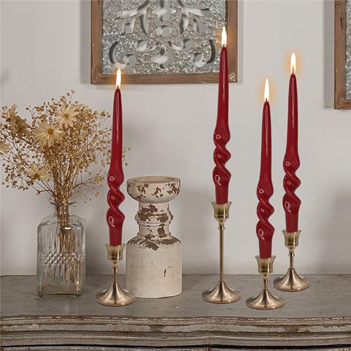 Gedengni Spiral Taper Candle Red Candlesticks, Gedengni 10inch Christmas Twisted Candles Long Candle Sticks Cute Tapered Candles for Table Decor Dinner Holiday Party,23D4-RED - Image 4