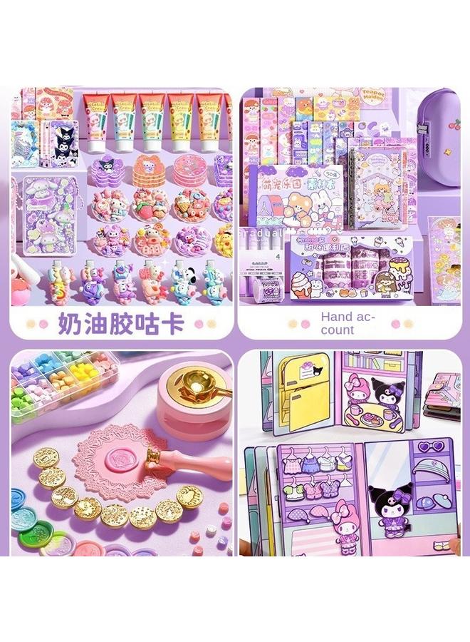 Bluejw Hand Account Suit Gift Box Hand Account Book Girls Primary School Children Girls Stationery Cream Goo Card Sticker Deluxe Edition Hand - Image 5
